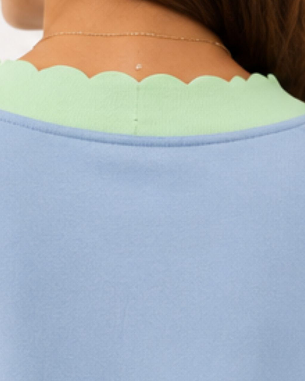 TheKool Cardi – Baby Blue & Pastel Green Scallop Trim Cardigan -