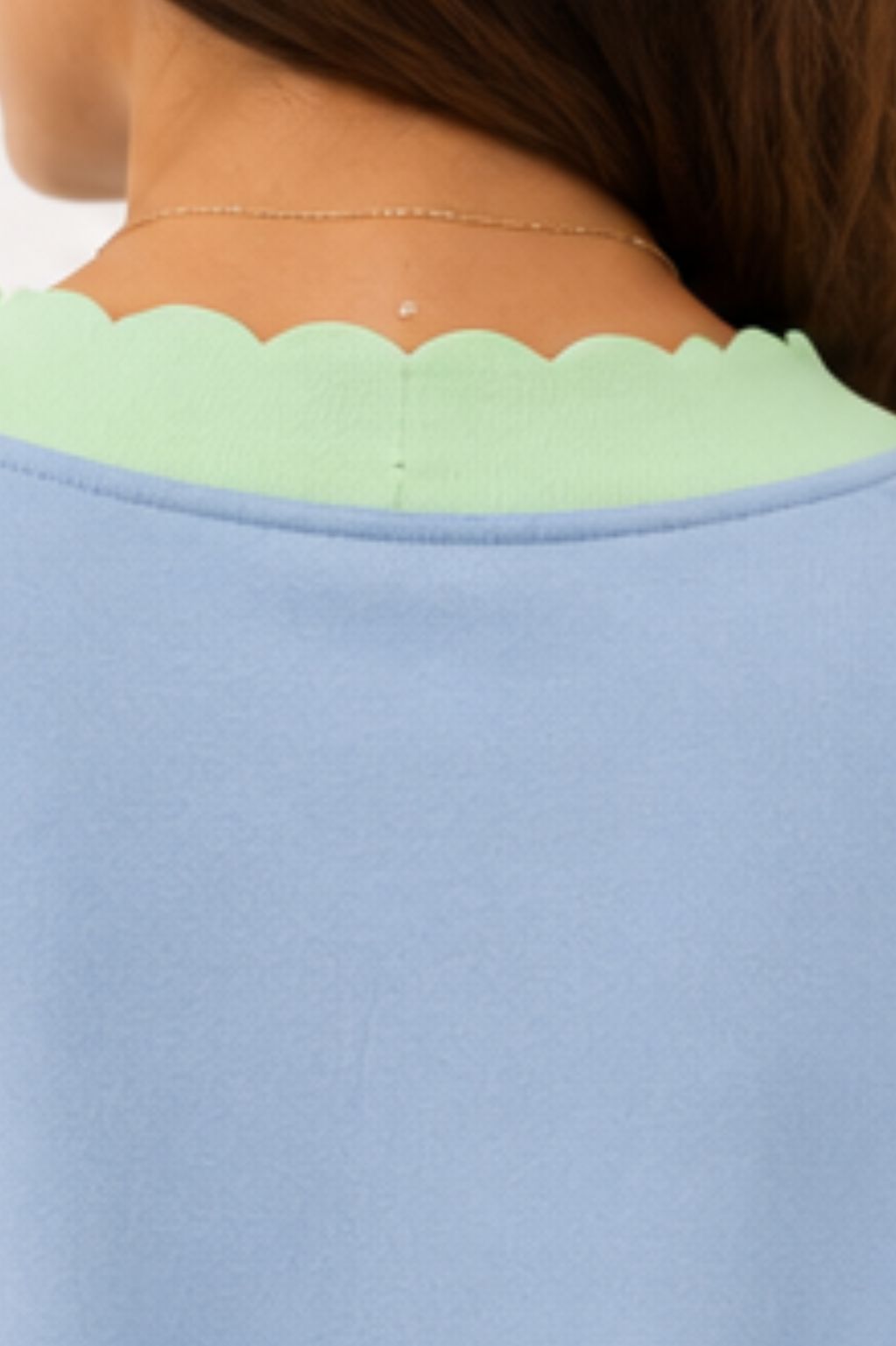 TheKool Cardi – Baby Blue & Pastel Green Scallop Trim Cardigan -