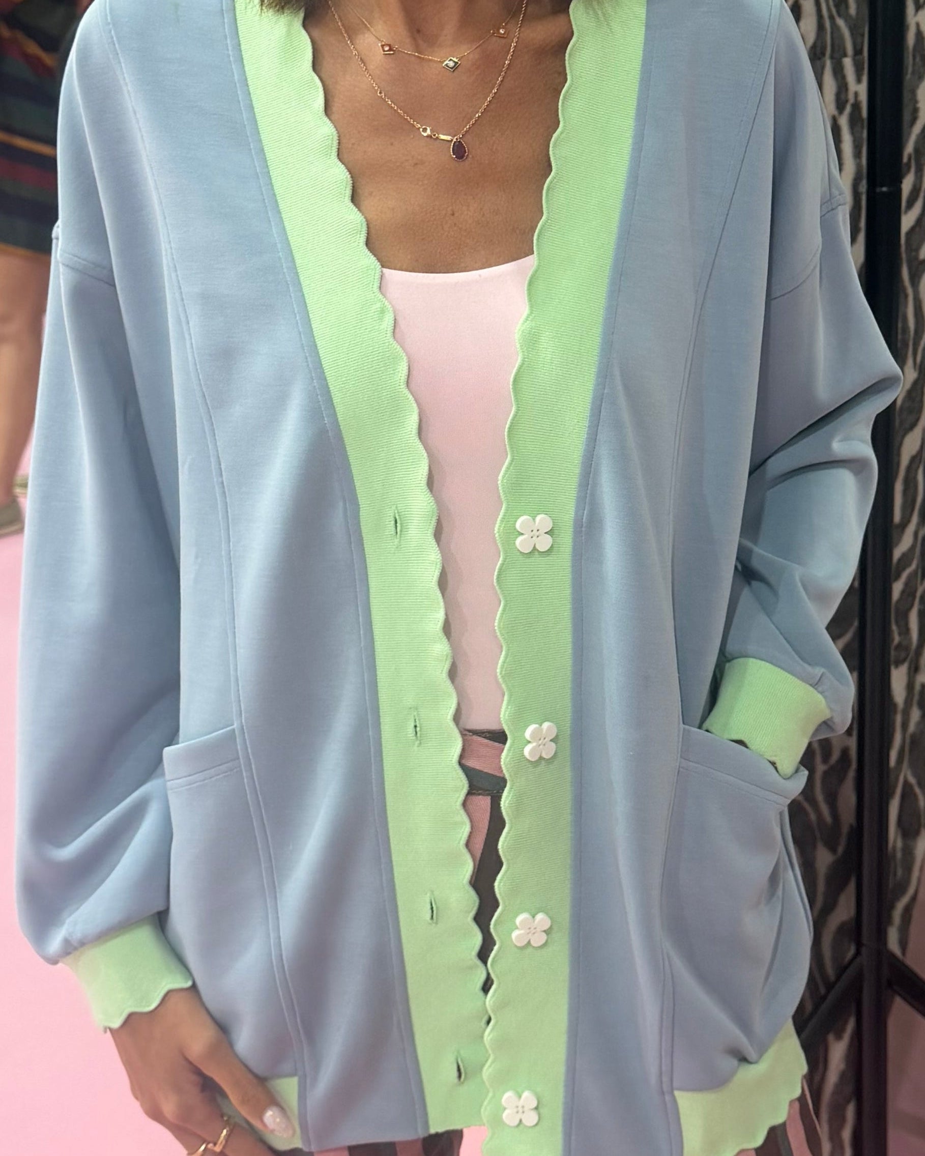 TheKool Cardi – Baby Blue & Pastel Green -