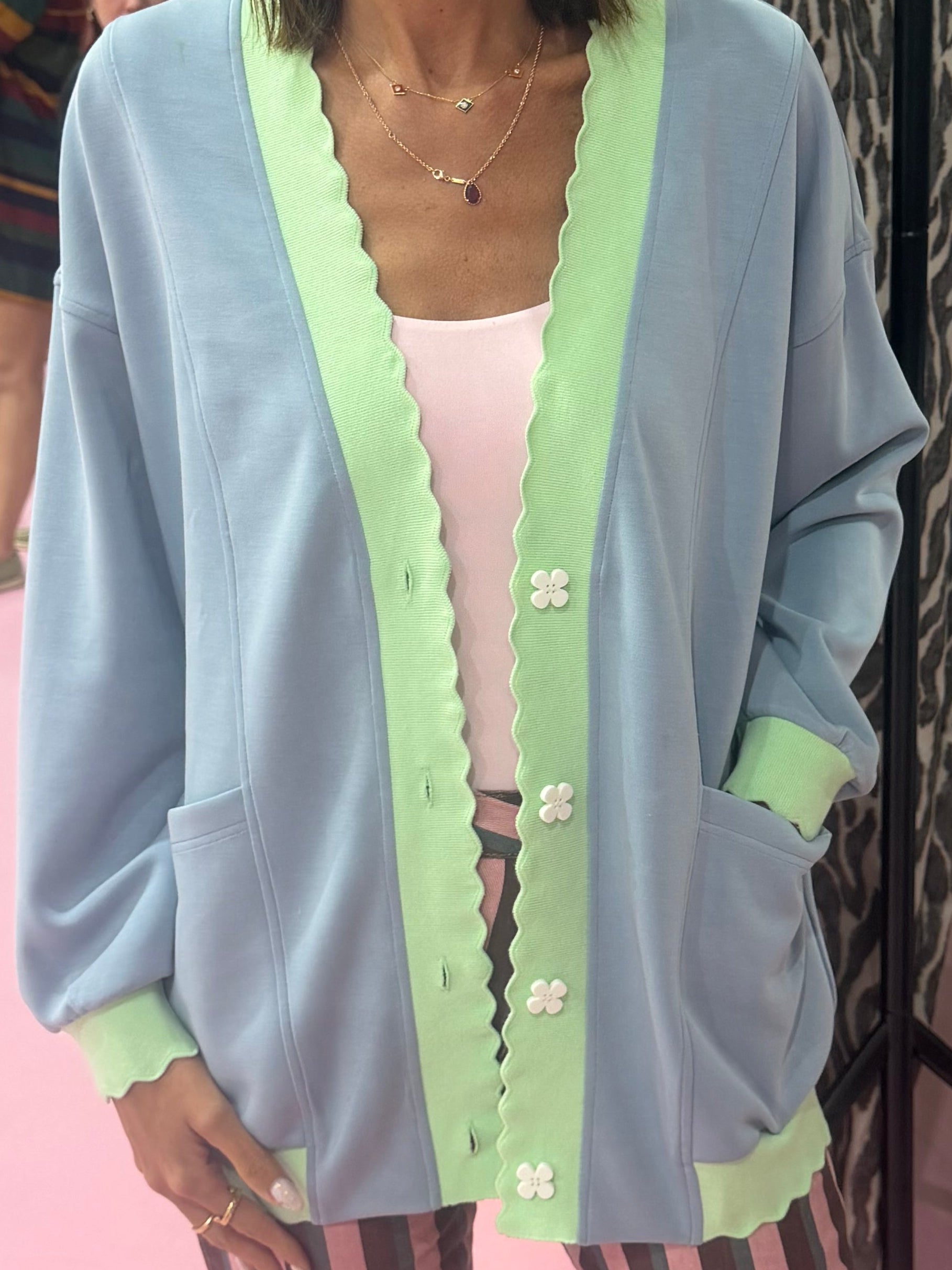 TheKool Cardi – Baby Blue & Pastel Green -