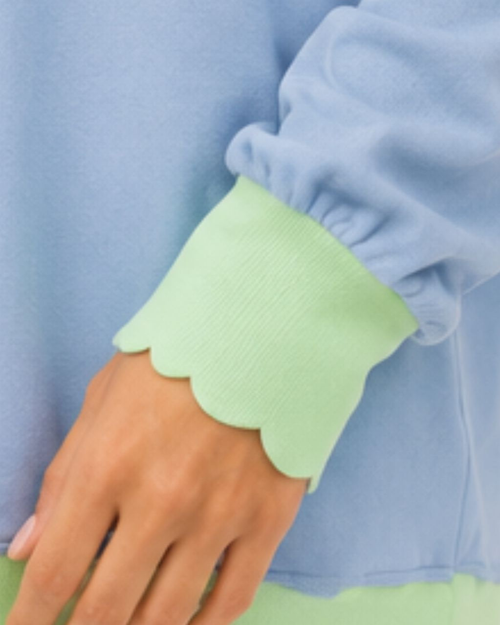 TheKool Cardi – Baby Blue & Pastel Green Scallop Trim Cardigan -