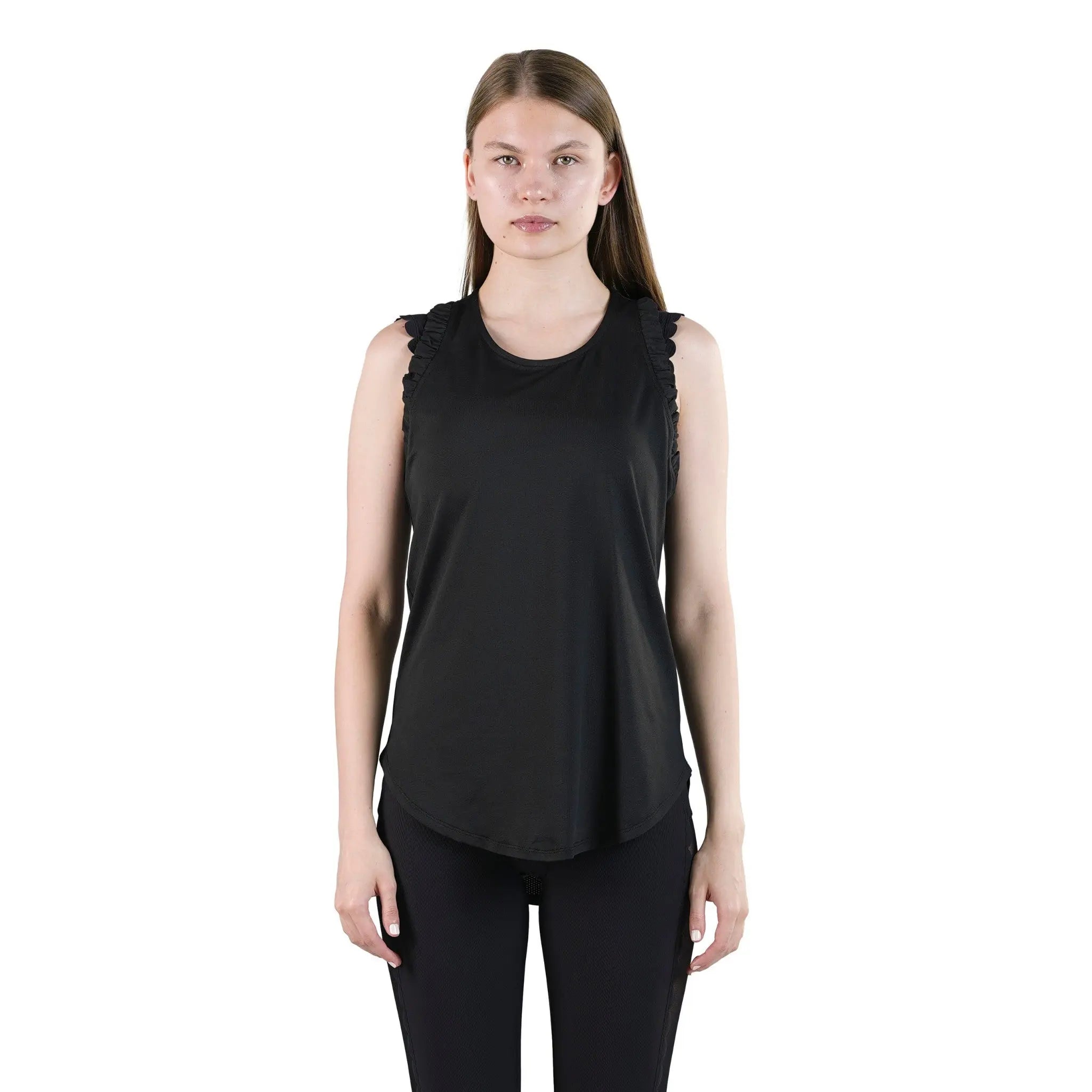 Black Ruffled Tank -