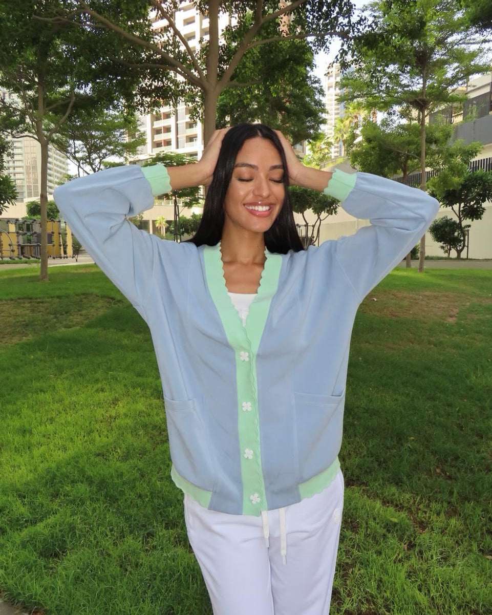 TheKool Cardi – Baby Blue & Pastel Green -