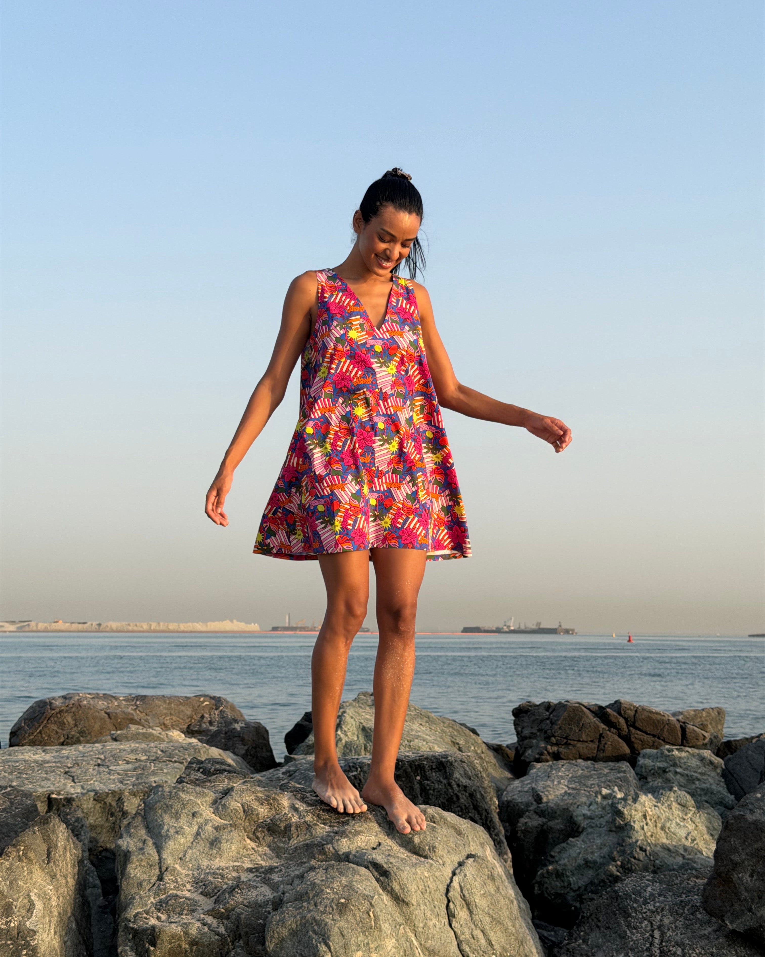 EOS Sleeveless Oversized V-Neck Mini Dress -