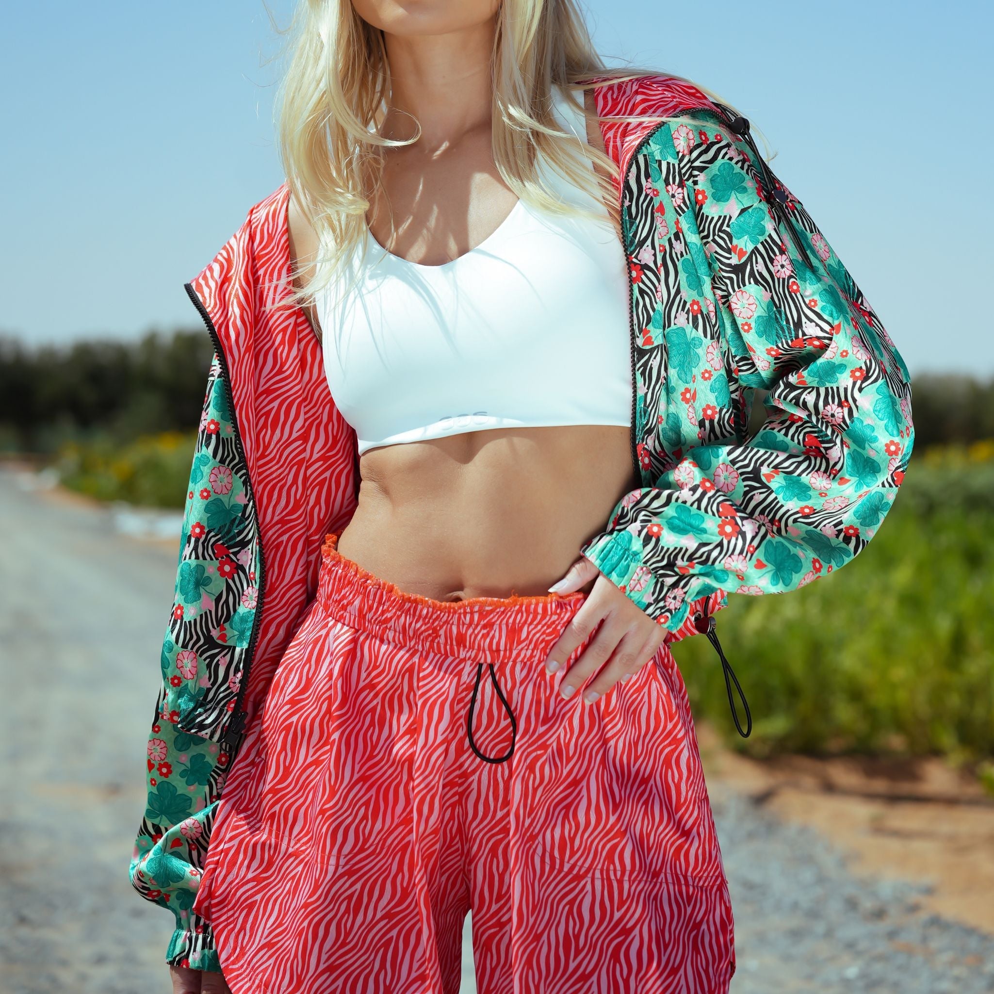 Bloom Reversible Cropped Hoodie Jacket - 