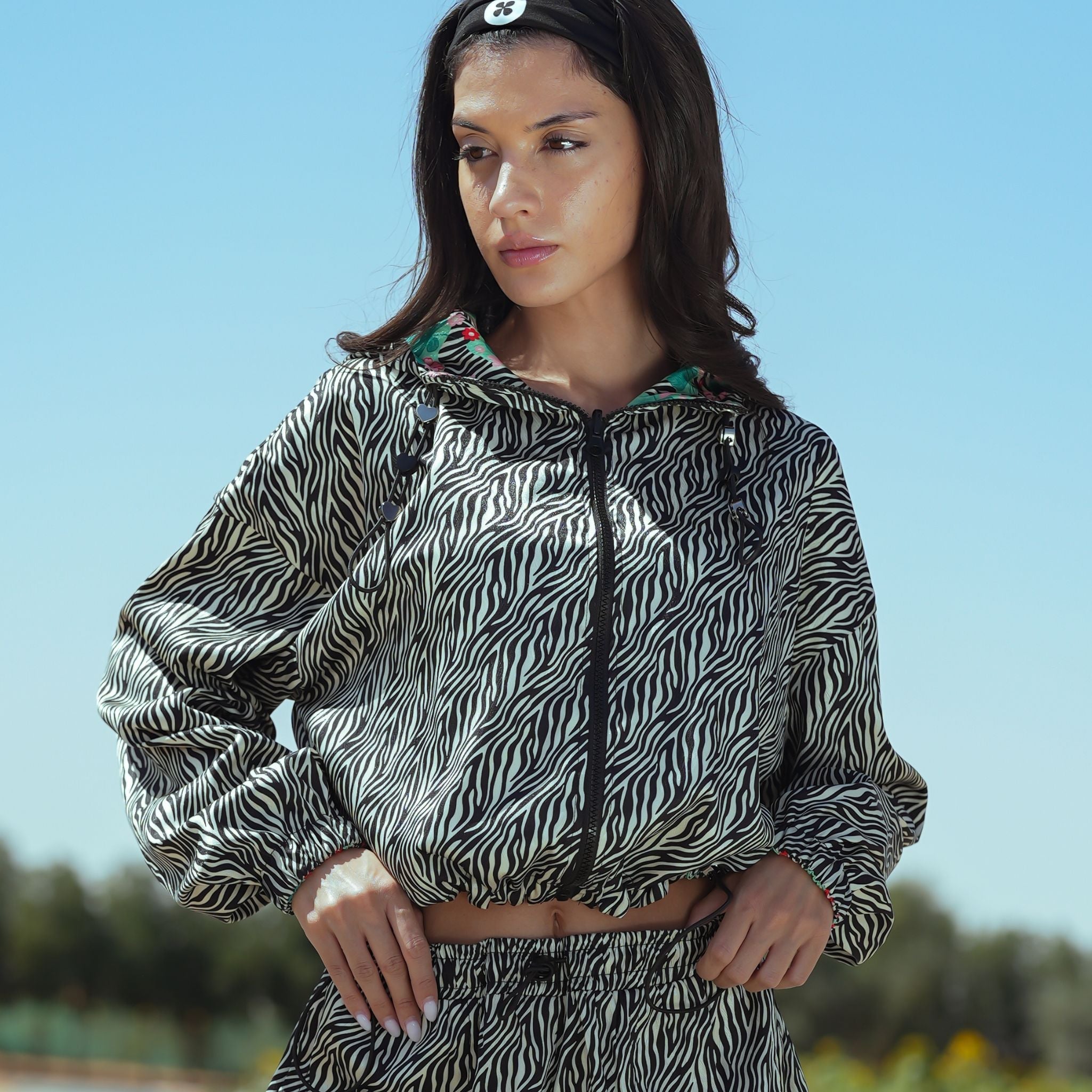 Bloom Reversible Cropped Hoodie Jacket - 