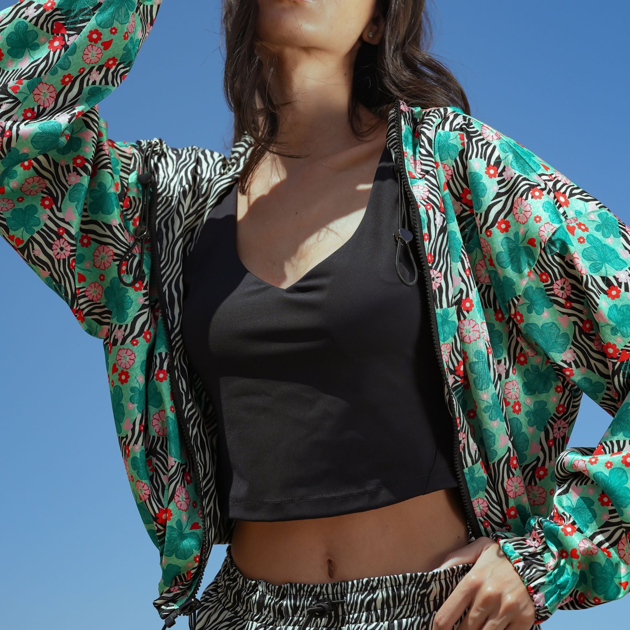 Bloom Reversible Cropped Hoodie Jacket - 