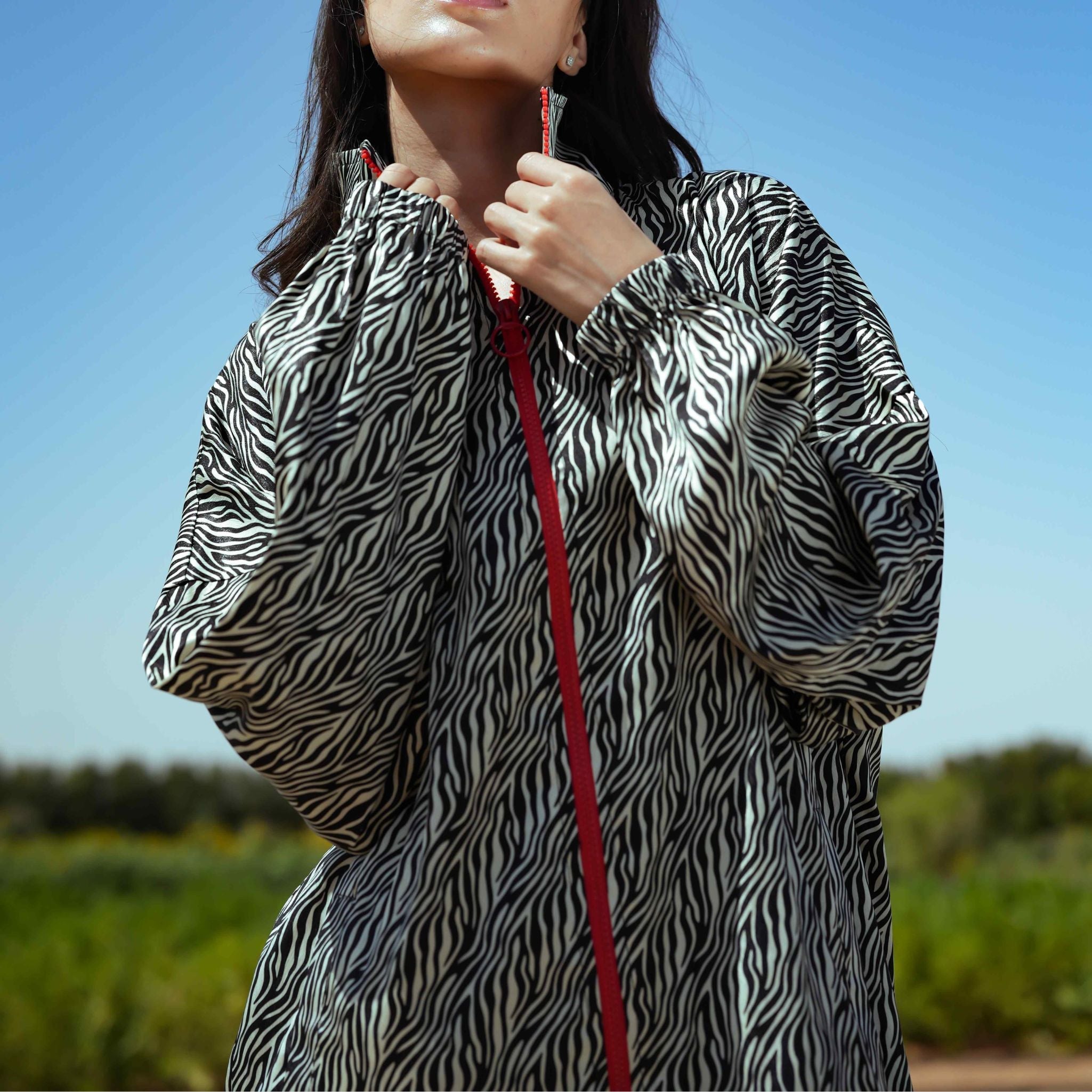 Long Oversized Zebra Jacket - 