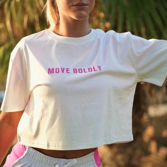 White Move Boldly Crop Tee - 