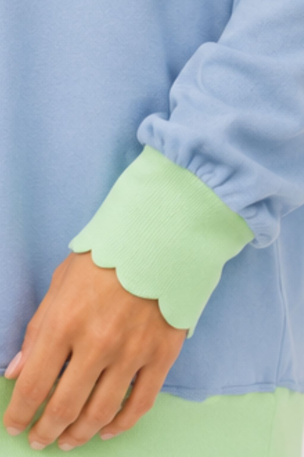 TheKool Cardi – Baby Blue & Pastel Green Scallop Trim Cardigan - 