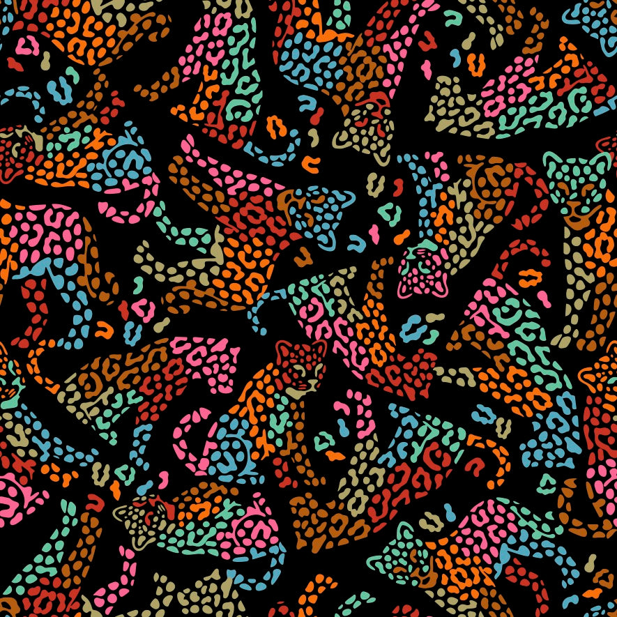Colorful leopard pattern on a black background
